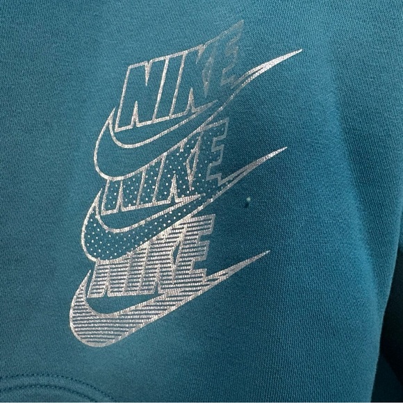 Nike Teal Just Do It Cropped Half Zip Sweatshirt - Picture 6 of 9